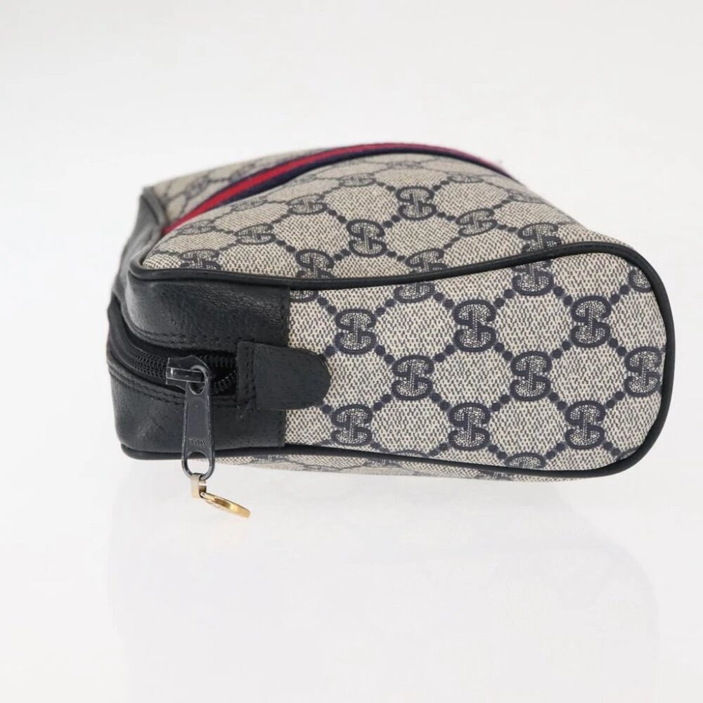 GUCCI GG Supreme Sherry Line Clutch Bag Red Navy - Picture 4 of 14
